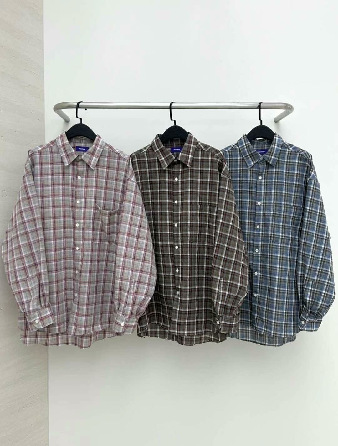 格仔長袖恤衫 Hestory-046S