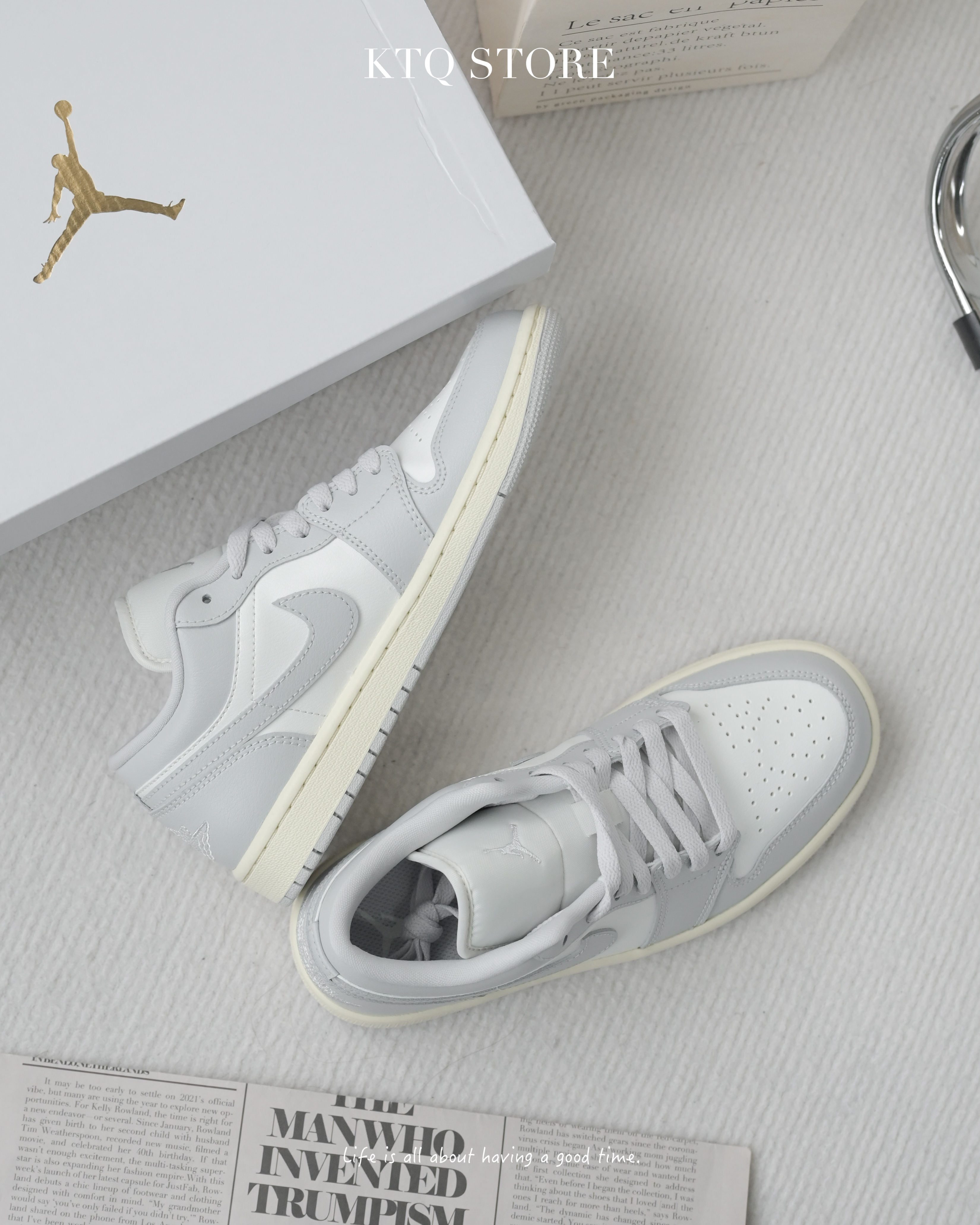 KTQ STORE ‧ Air Jordan 1 Low "Light Grey Sail" 椰奶骨白灰 DC0774-103