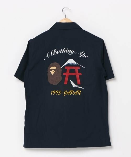 APE BAPE EMBROIDERY OPEN COLLAR SHIRT 富士山 刺繡 短袖 襯衫 現貨