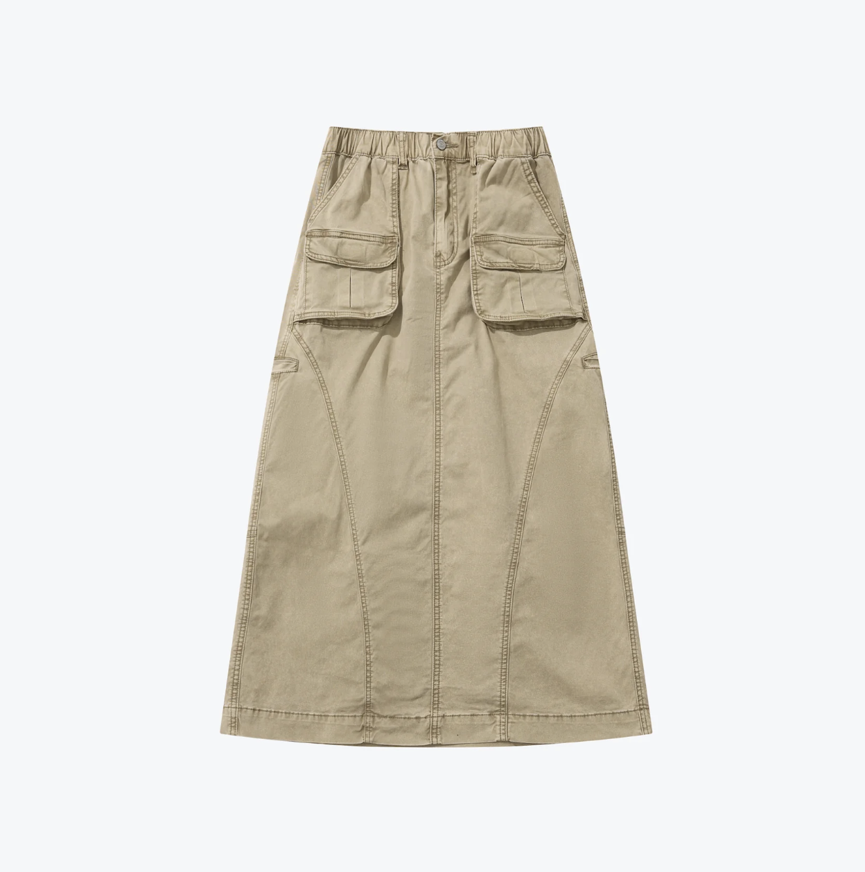 [現貨] Sense Washed Side Piping Full Skirt Khaki | L24-15KA