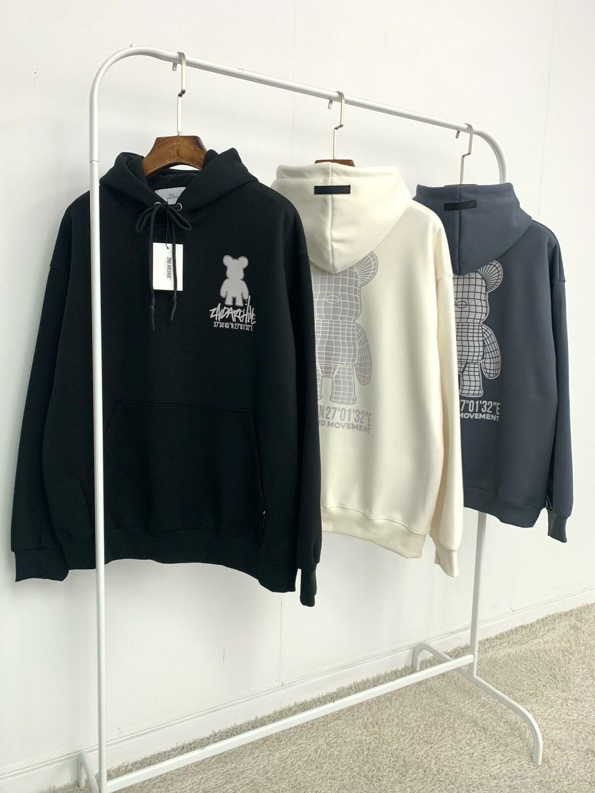 3M反光熊仔圖案英文字連帽衛衣 2nd-156T