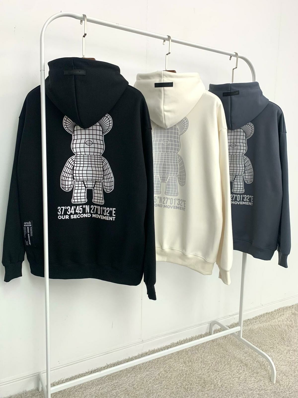 3M反光熊仔圖案英文字連帽衛衣 2nd-156T