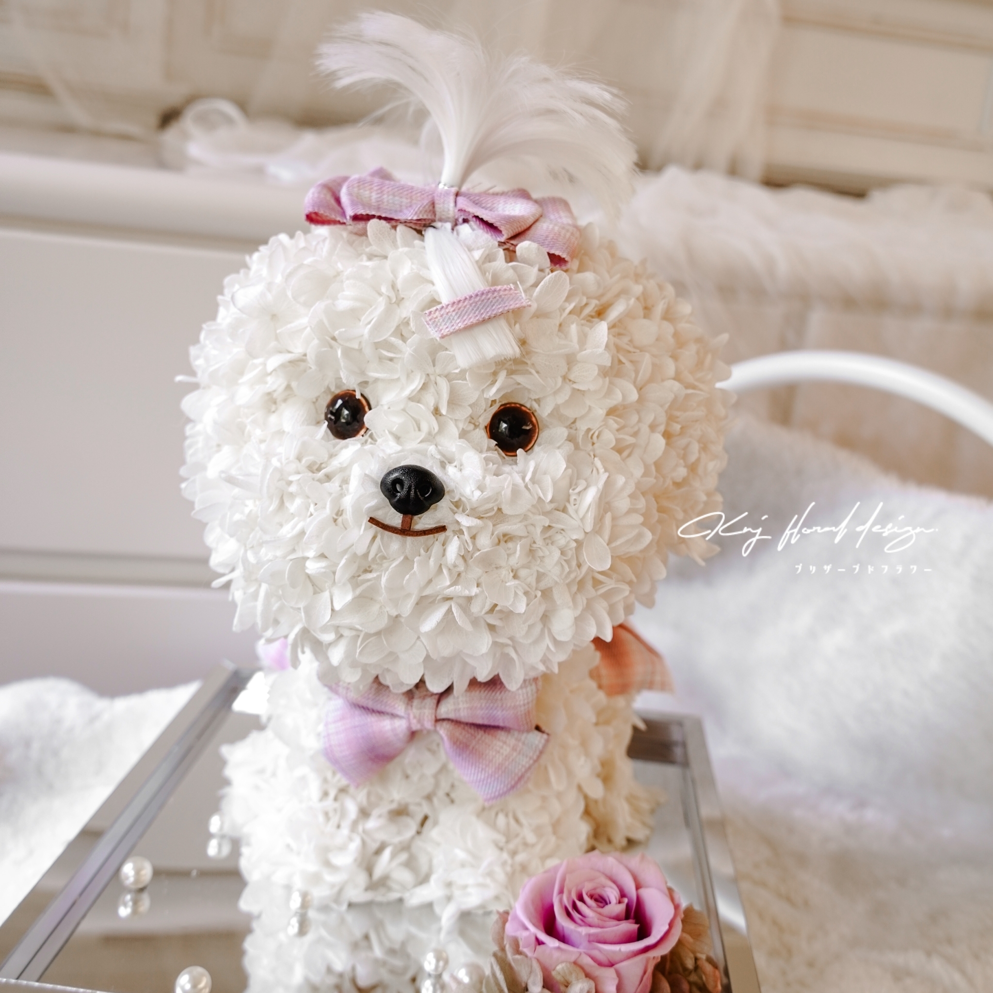 【限定自取】永生繡球狗狗造型花禮・粉色