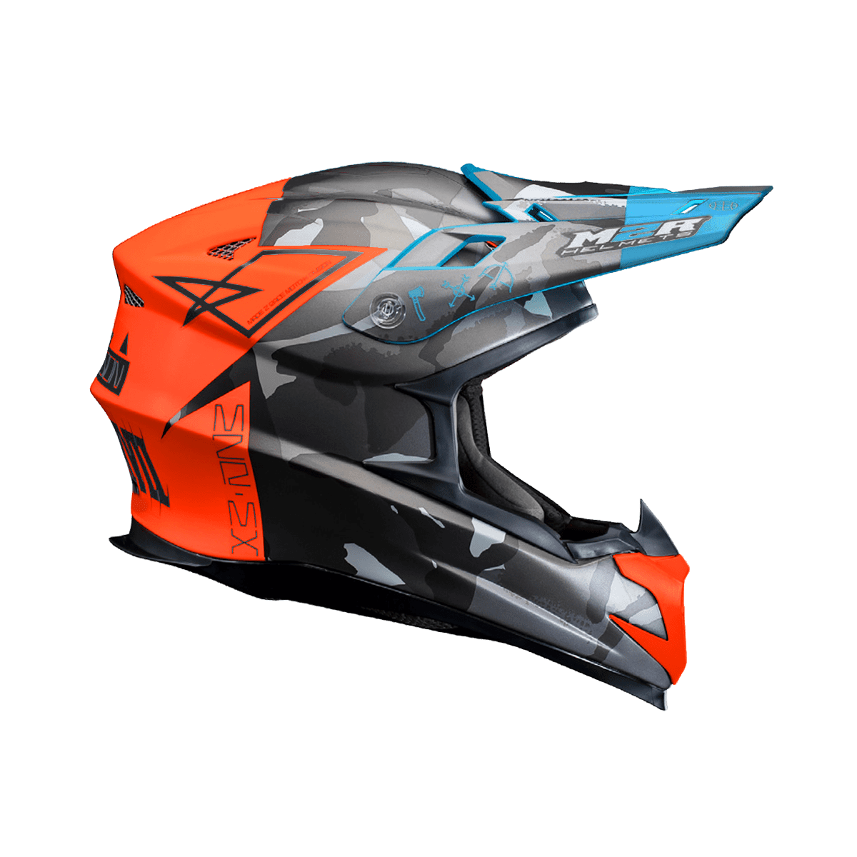 M2R X4.5 #12 消光黑紅 彩繪 全罩 賽事越野帽