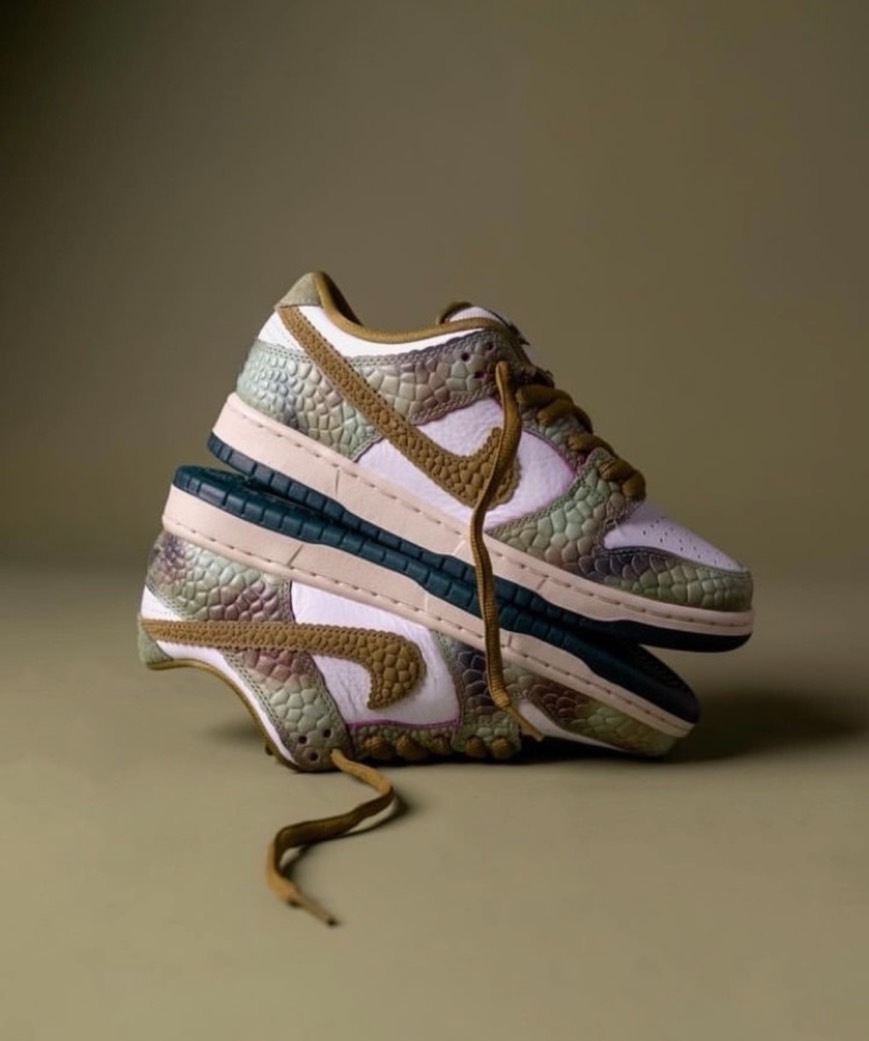 Alexis Sablone x Nike Dunk SB Low 叢林變色龍 皮革 綠 棕 白綠 聯名 板鞋 HJ3386300