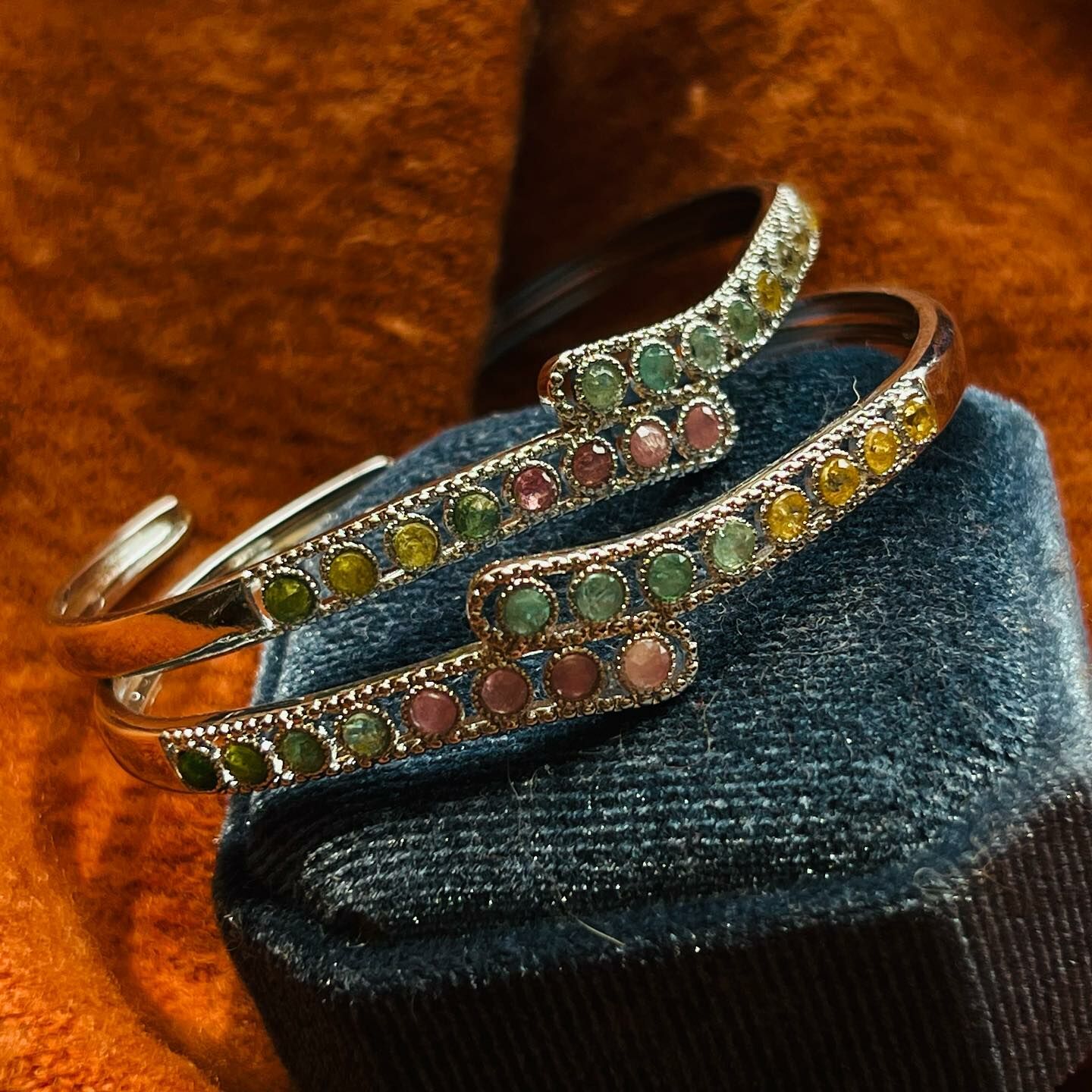 [原石] 西瓜碧璽 金屬手鐲 水晶手鐲