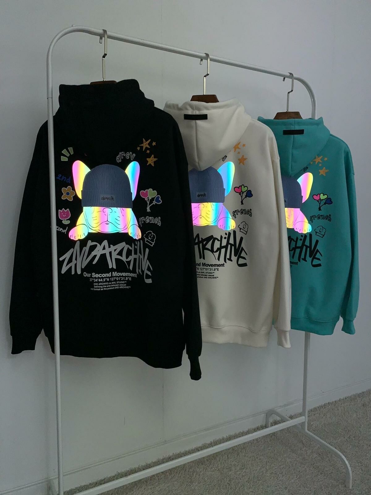 3M反光狗仔圖案英文字連帽衛衣 2nd-153T