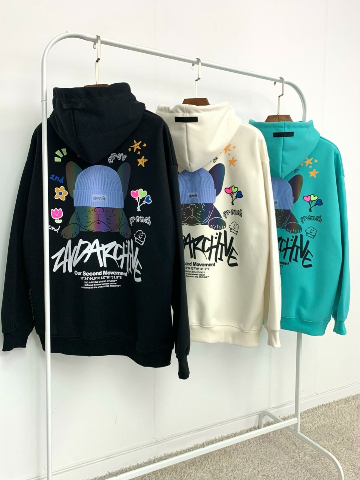 3M反光狗仔圖案英文字連帽衛衣 2nd-153T