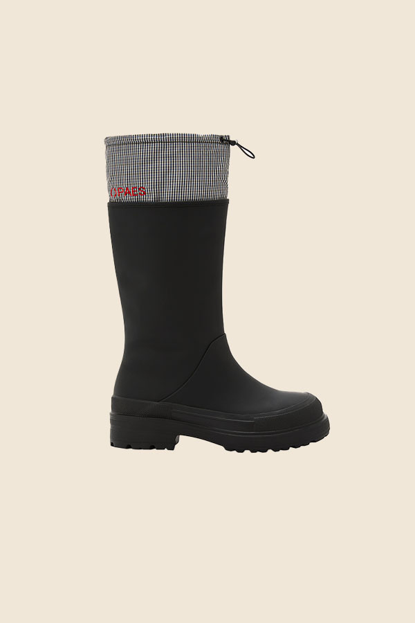 PAES - 兩用黑色格紋雨靴