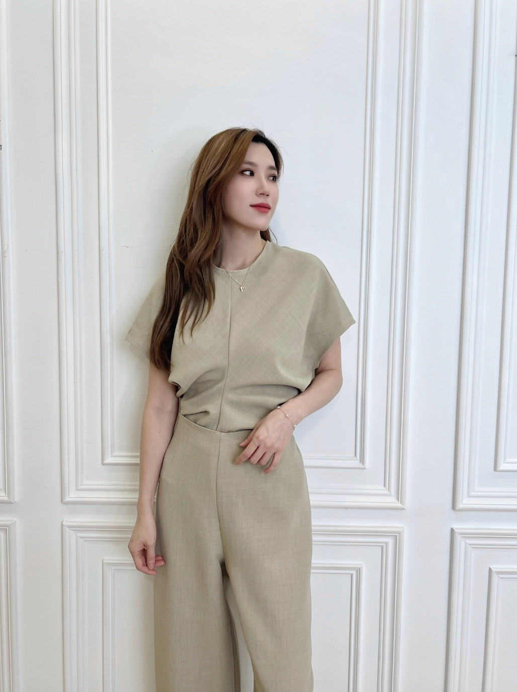 顯瘦必備!飛鼠袖收腰寬褲套裝