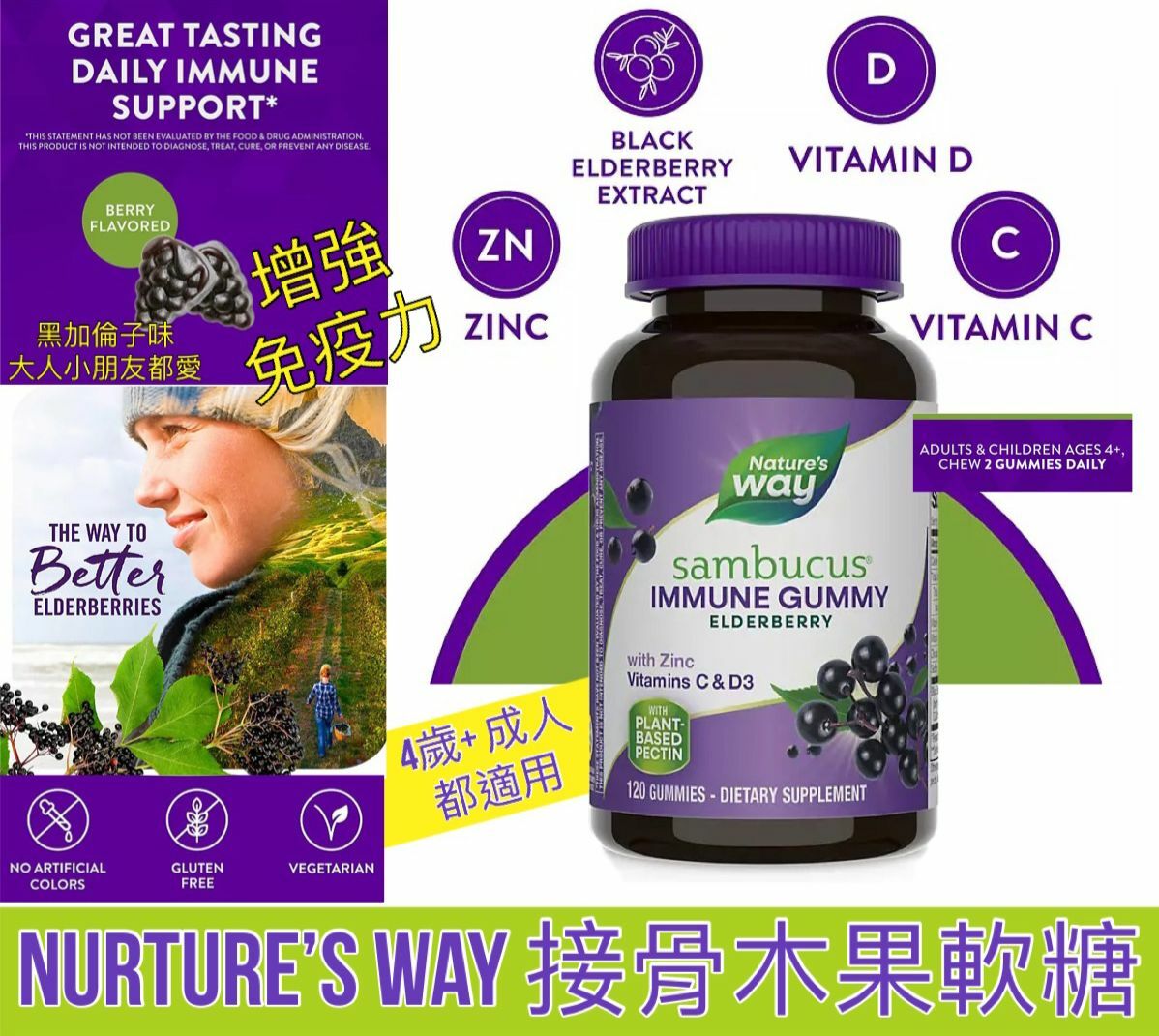 【預購】Nature's Way F090650 接骨木果軟糖 (120粒)