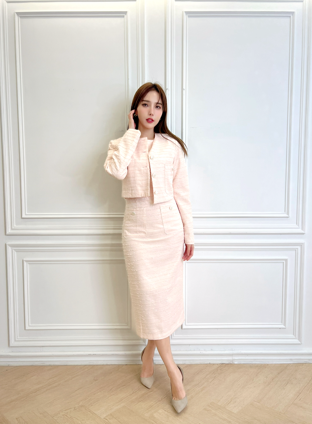 高雅小香風織紋洋裝套裝