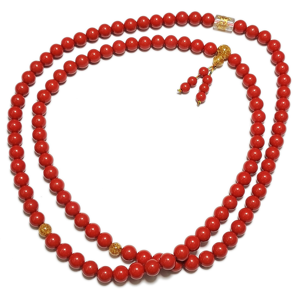 金箔珠+紅硃砂108念珠8mm【十方】146729