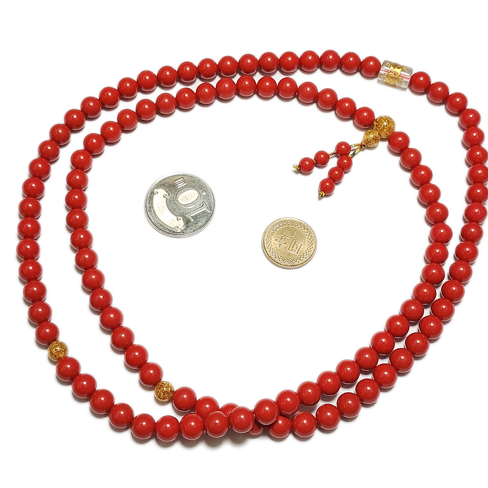 金箔珠+紅硃砂108念珠8mm【十方】146729