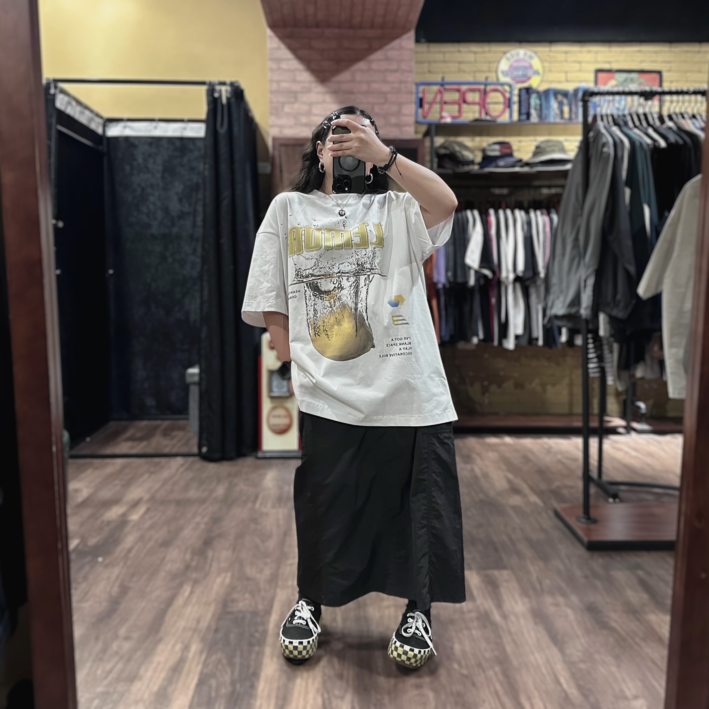 日系工裝後開衩A字裙