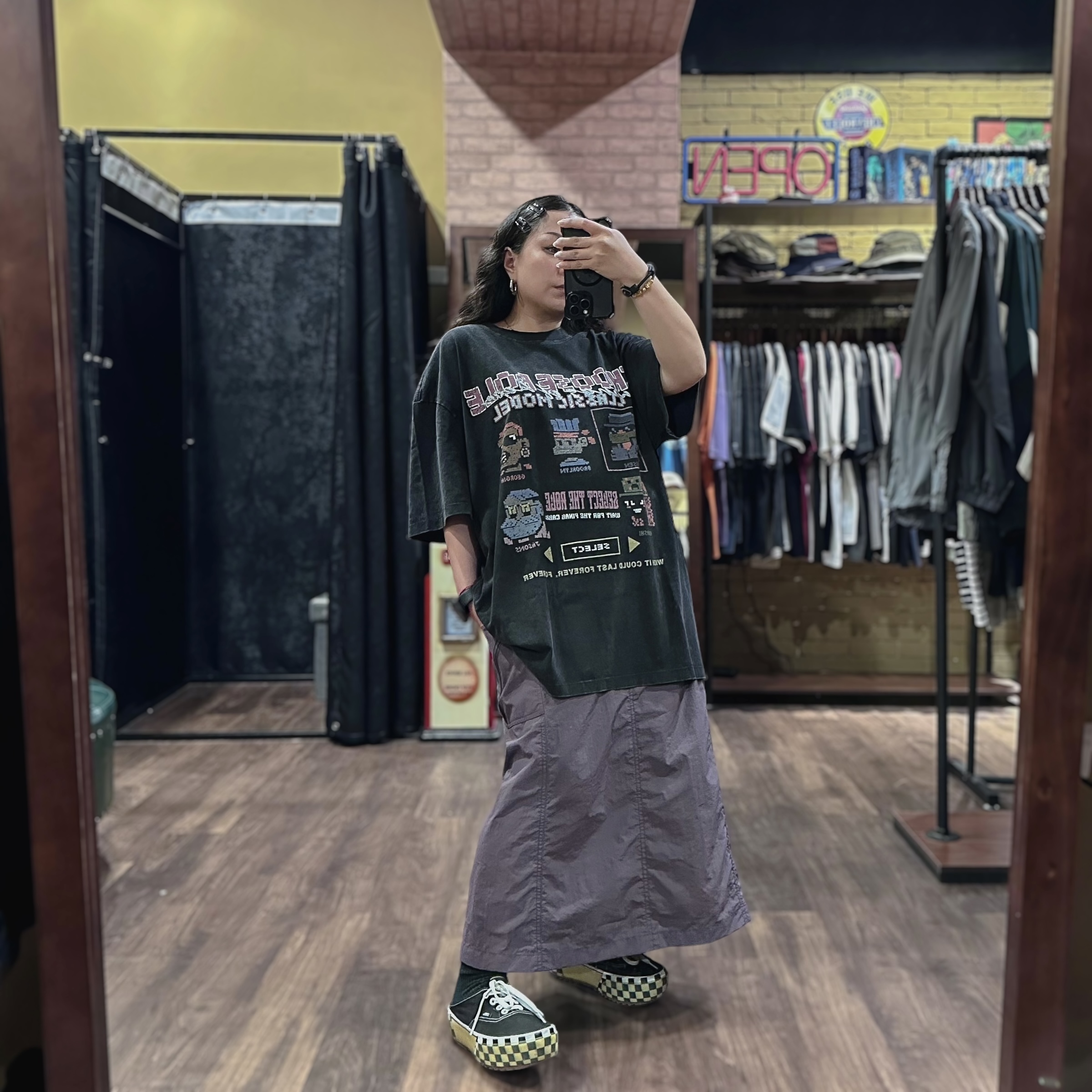 日系工裝後開衩A字裙