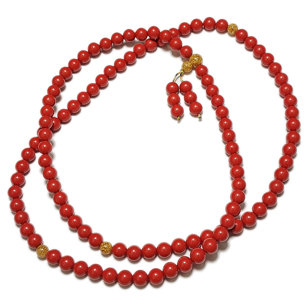 黃金箔珠+硃砂108念珠8mm【十方】148541