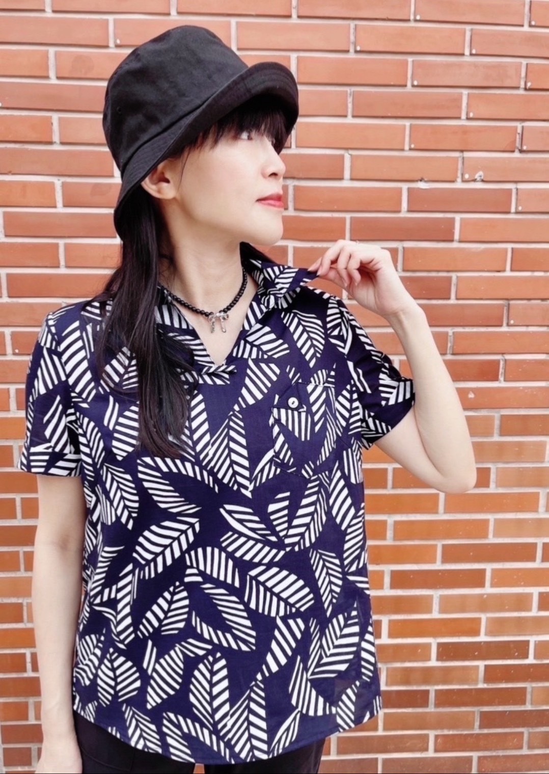 OL時尚休閒海軍風造型修身上衣（活動領巾一衣二穿）U6222