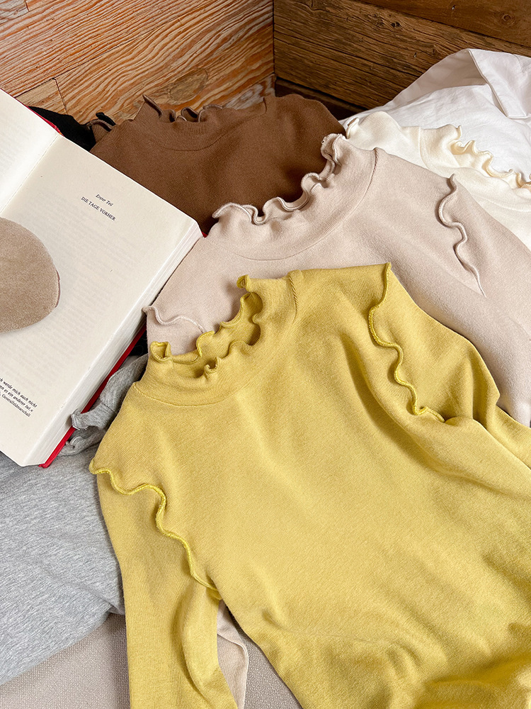 甜美木耳花邊內搭上衣-柔軟材質