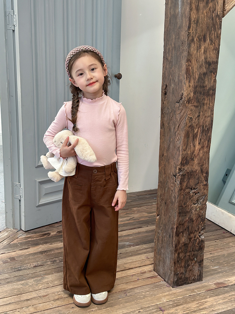 甜美木耳花邊內搭上衣-嫩粉色