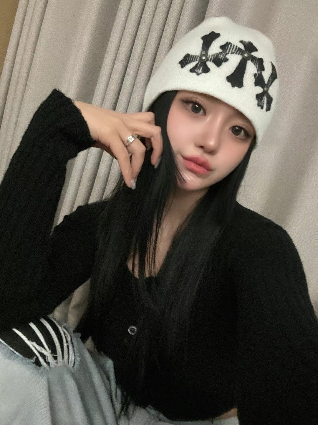 【HERETICS STUDIO 】韓國 고품질 十字架 釘釦 針織 穿搭必備 帽子 毛帽