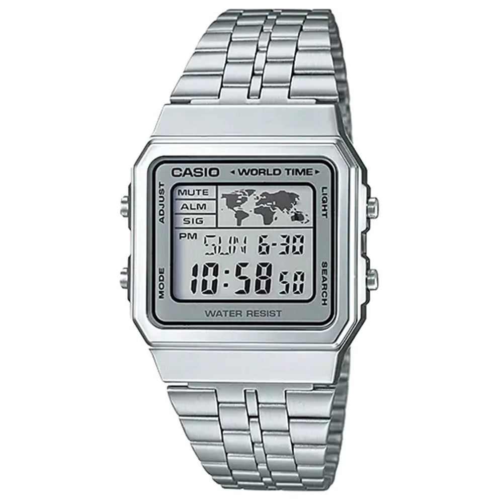 【CASIO】A500WA 3年電池 LED燈 多功能 多重時間 世界時間 靜音 碼錶 電子錶-