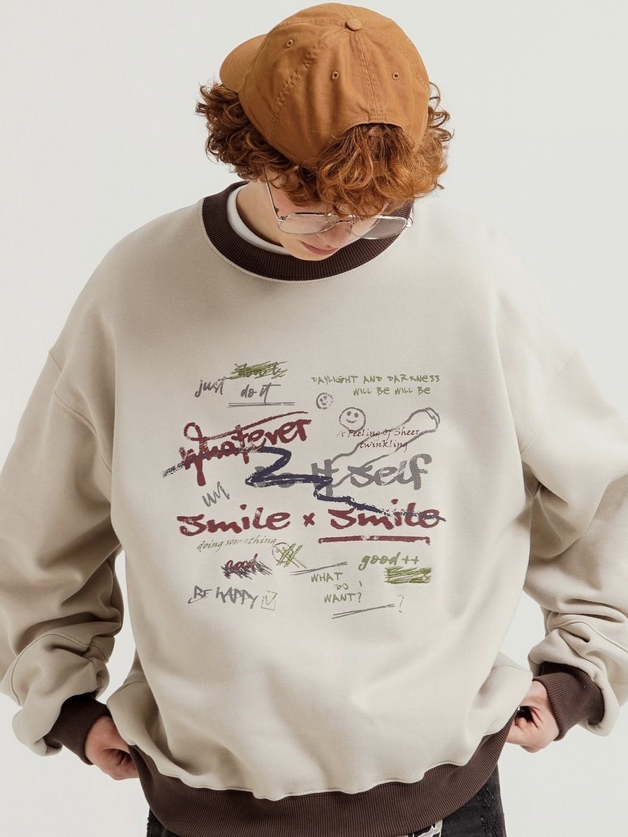 <預購> 韓國WV PROJECT Smile x Smile高磅刷毛大學T