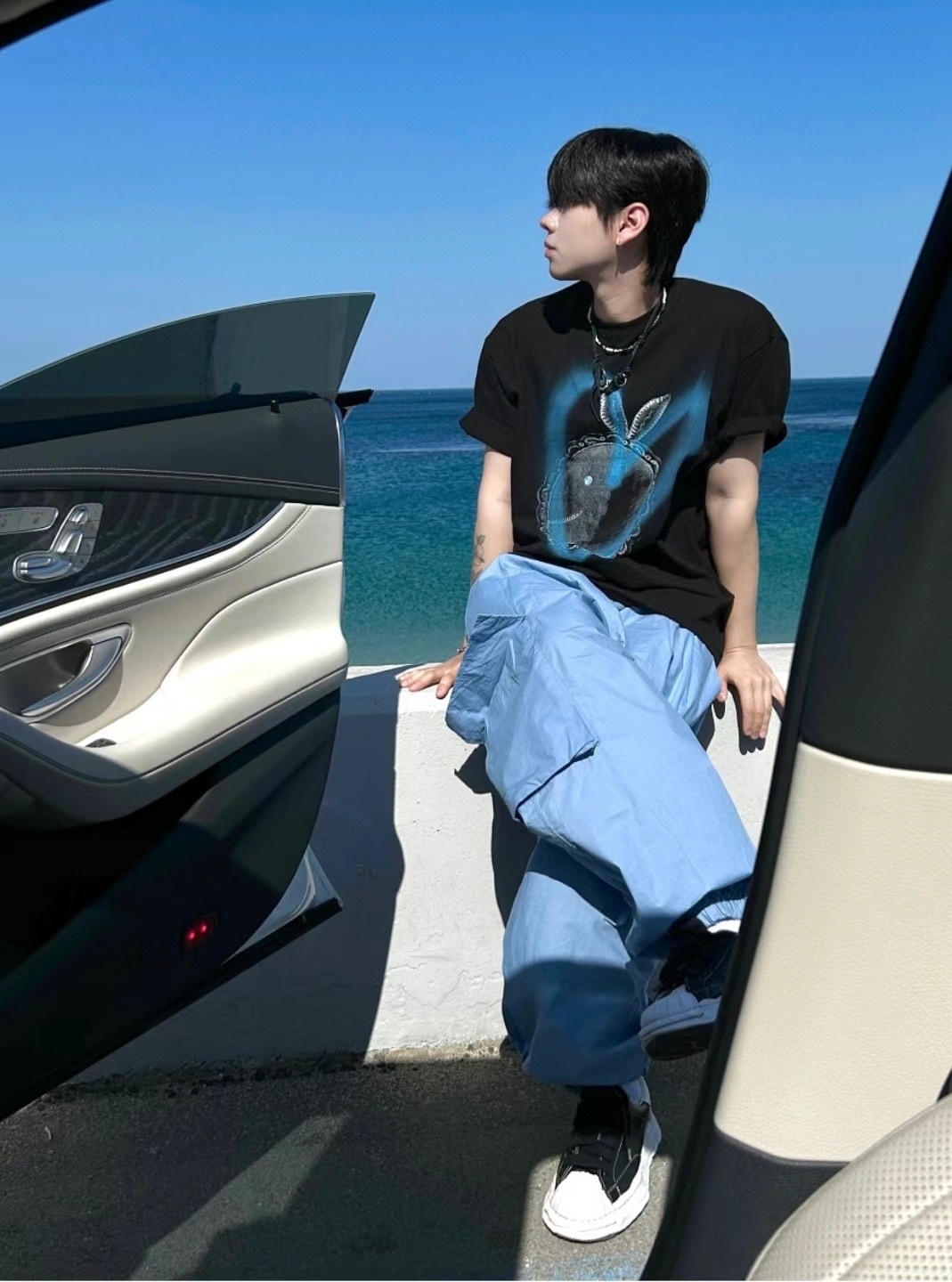 【HERETICS STUDIO 】韓國 고품질 噴漆 愛心 鏡子 圖樣 寬鬆 短袖