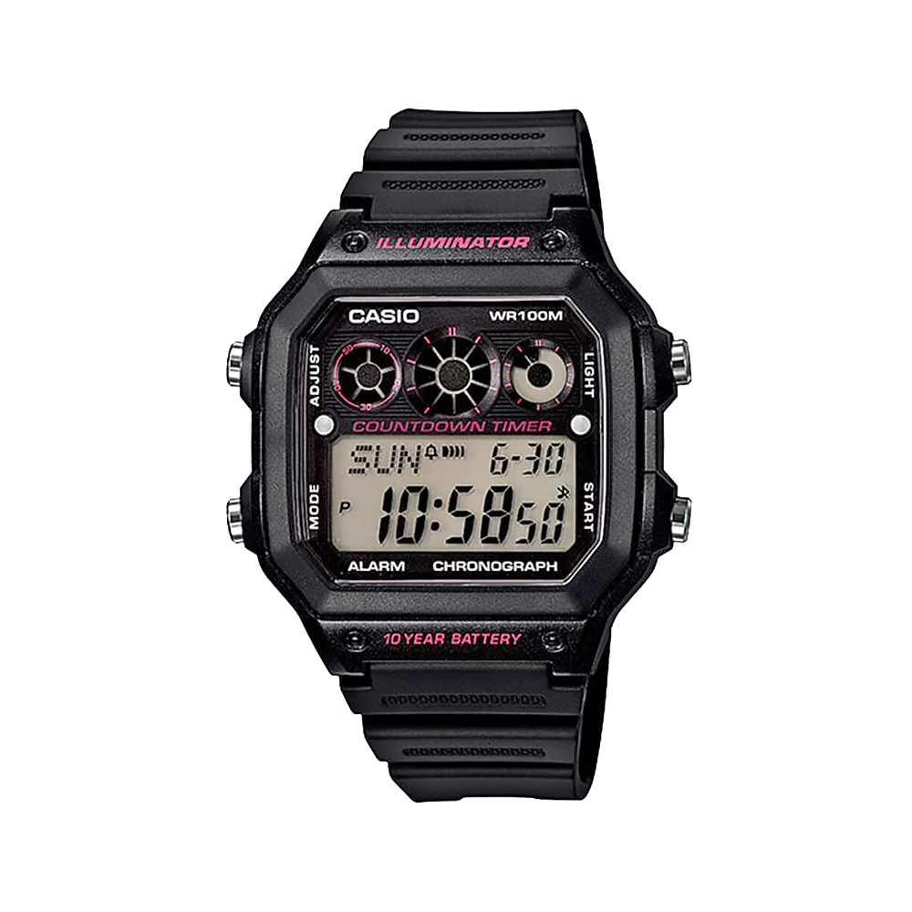 【CASIO】AE-1300WH 10年電池 LED燈 多功能 碼錶 世界時間 靜音 電子錶-