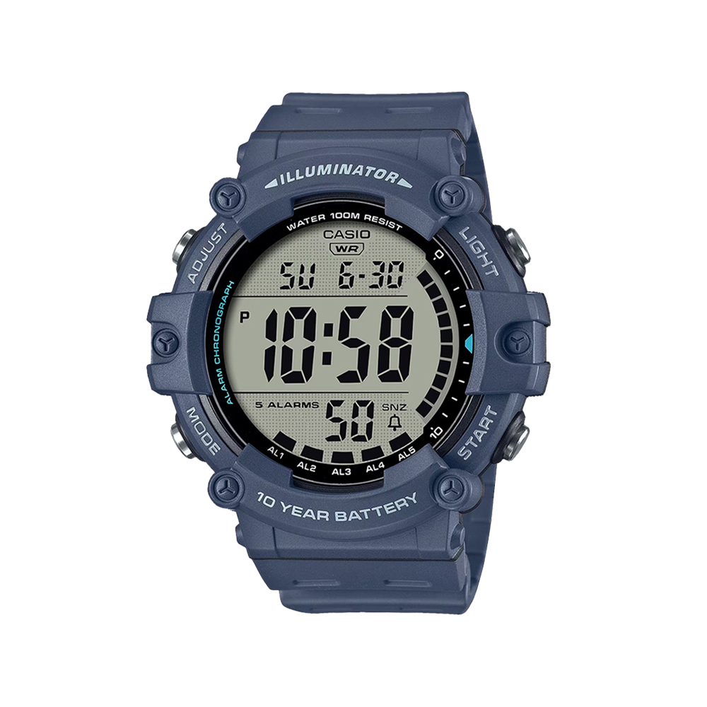 【CASIO】AE-1500WH 10年電池 LED背光 多功能 碼錶 全自動日曆 兩地時間 電子錶-
