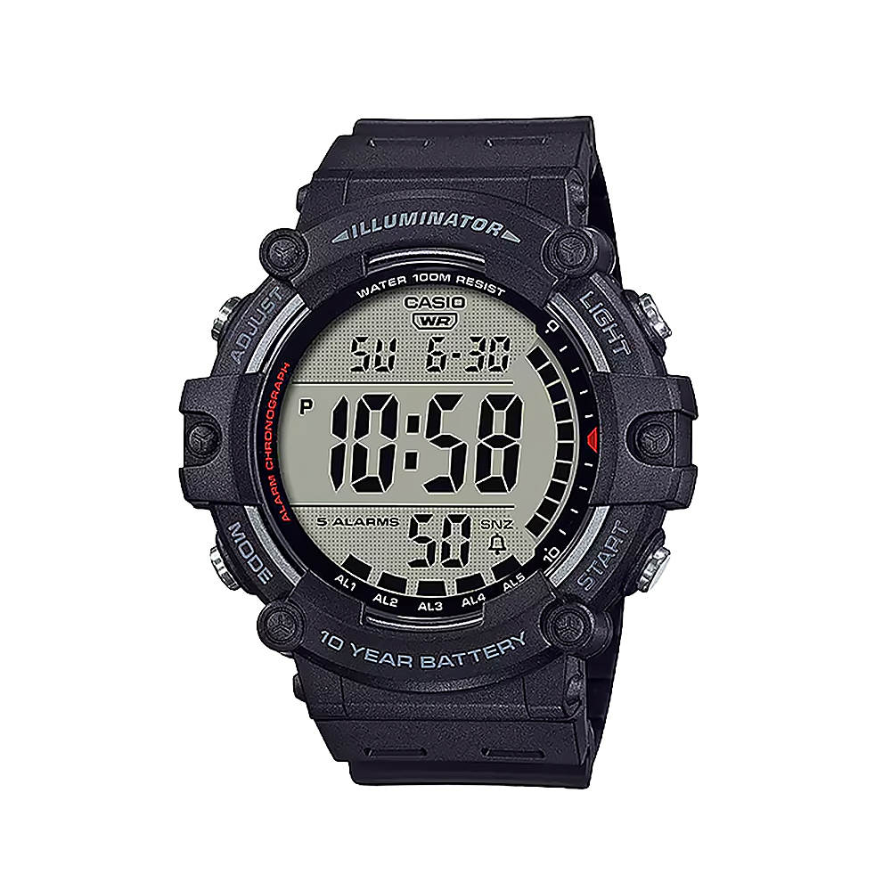 【CASIO】AE-1500WH 10年電池 LED背光 多功能 碼錶 全自動日曆 兩地時間 電子錶-