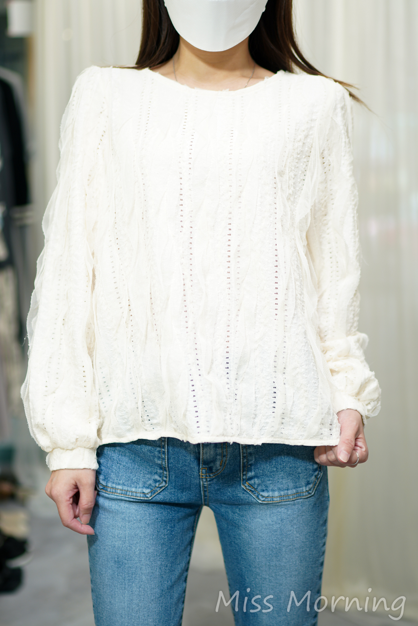 軟熟拼紗紗款上衣(14117)