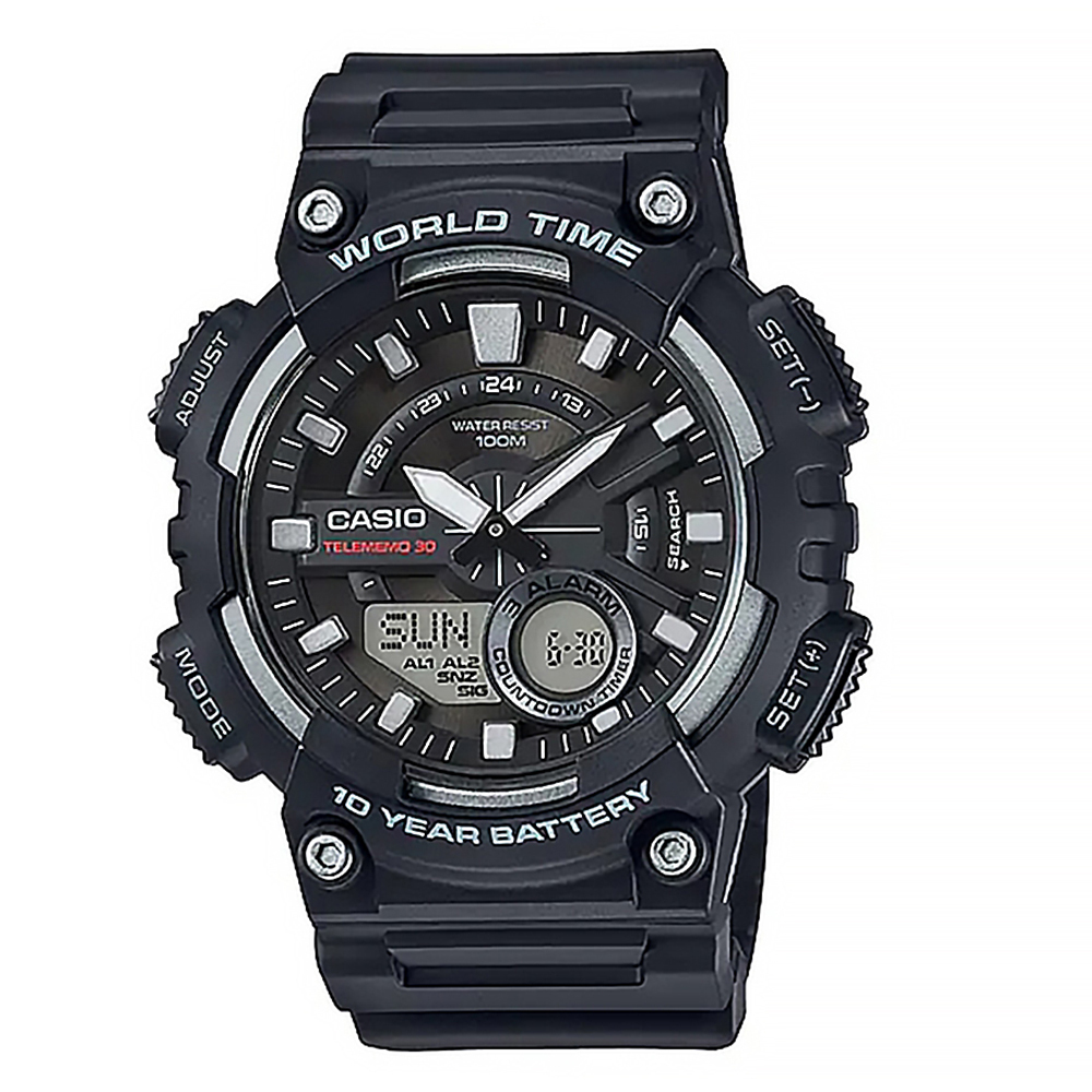 【CASIO】AEQ-110W 世界時間 全自動日曆 多功能 碼錶 電子錶 -