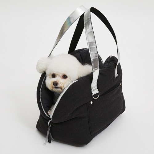 Louisdog 黑時尚亞麻軟軟提袋