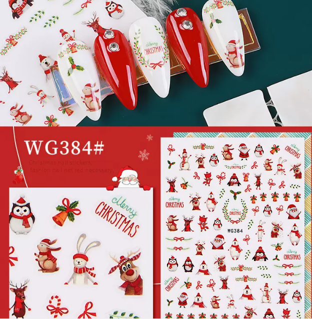 Hot Selling Nail Art Christmas Series 3D Stickers (WG384)