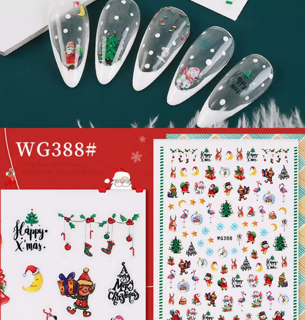 Hot Selling Nail Art Christmas Series 3D Stickers (WG388)