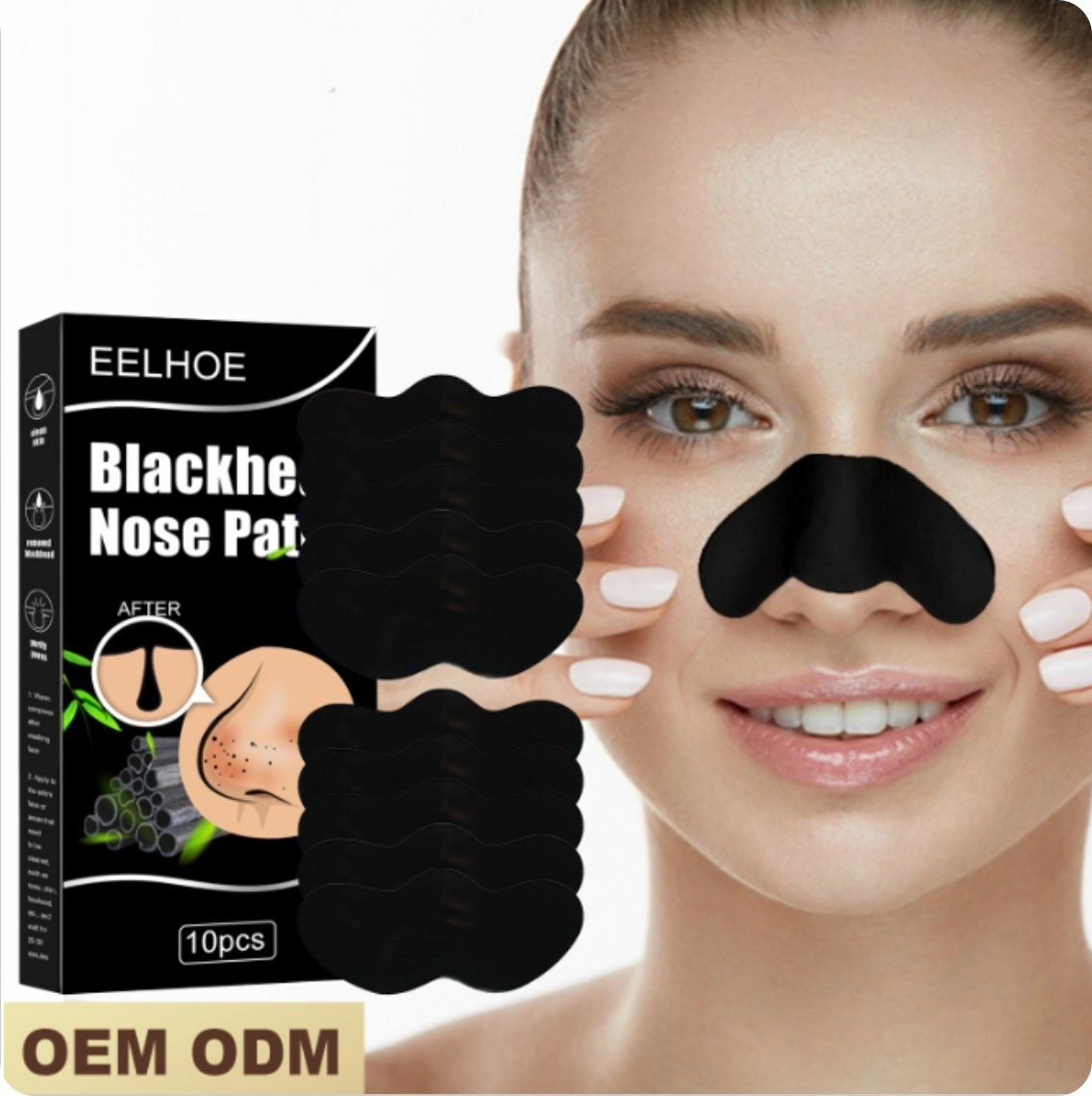 Popular Bamboo Charcoal Blackhead Removal Nasal Mask for Men and Women, Acne Cleansing Pore Mask (10 pieces)