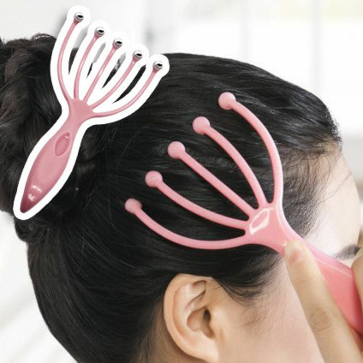 New head massager, anti-head marks, roller design, no need for help, pink