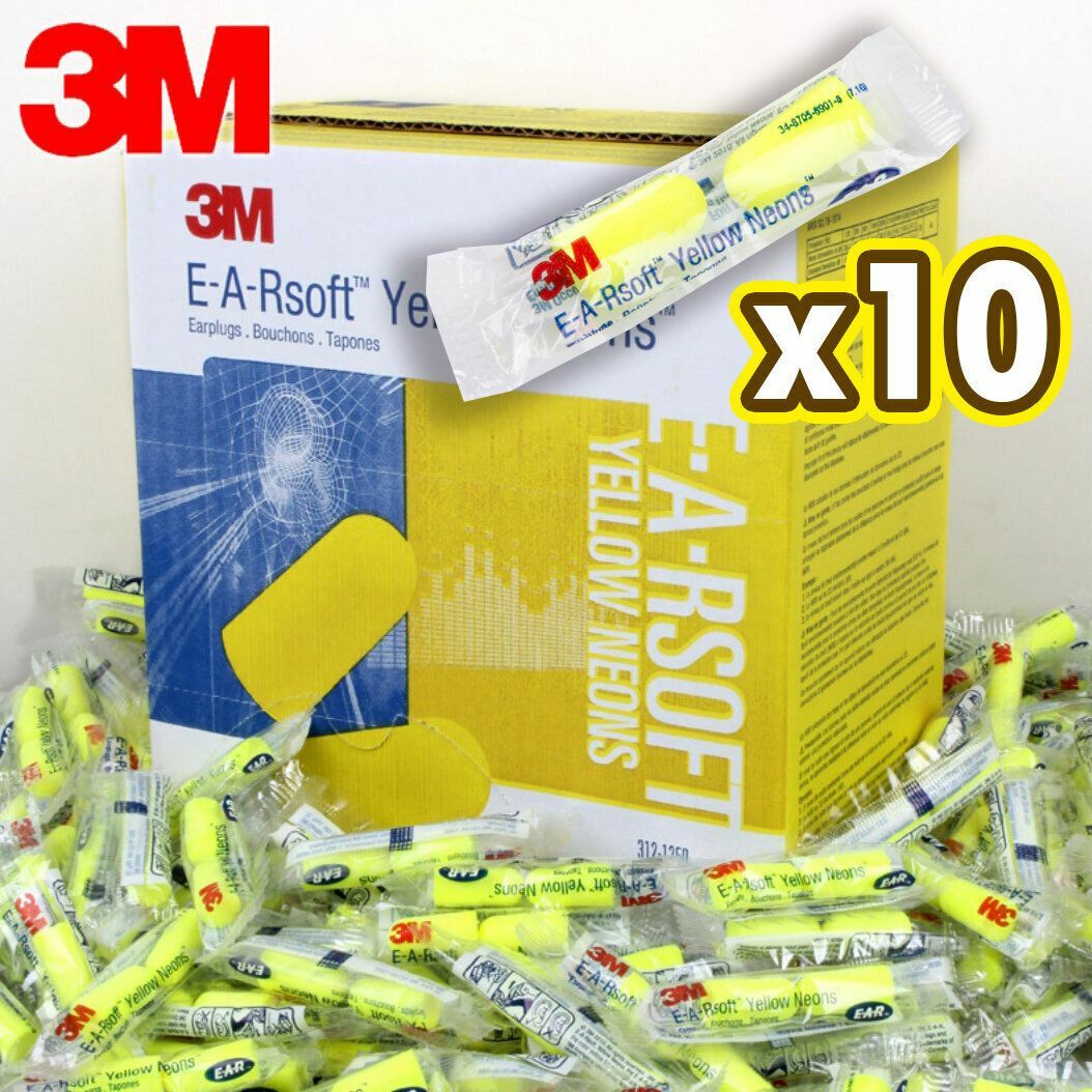 新款3M 1250 10對隔音耳塞獨立包裝專業防噪音耳塞睡覺學習工作工業降噪耳塞睡眠耳塞