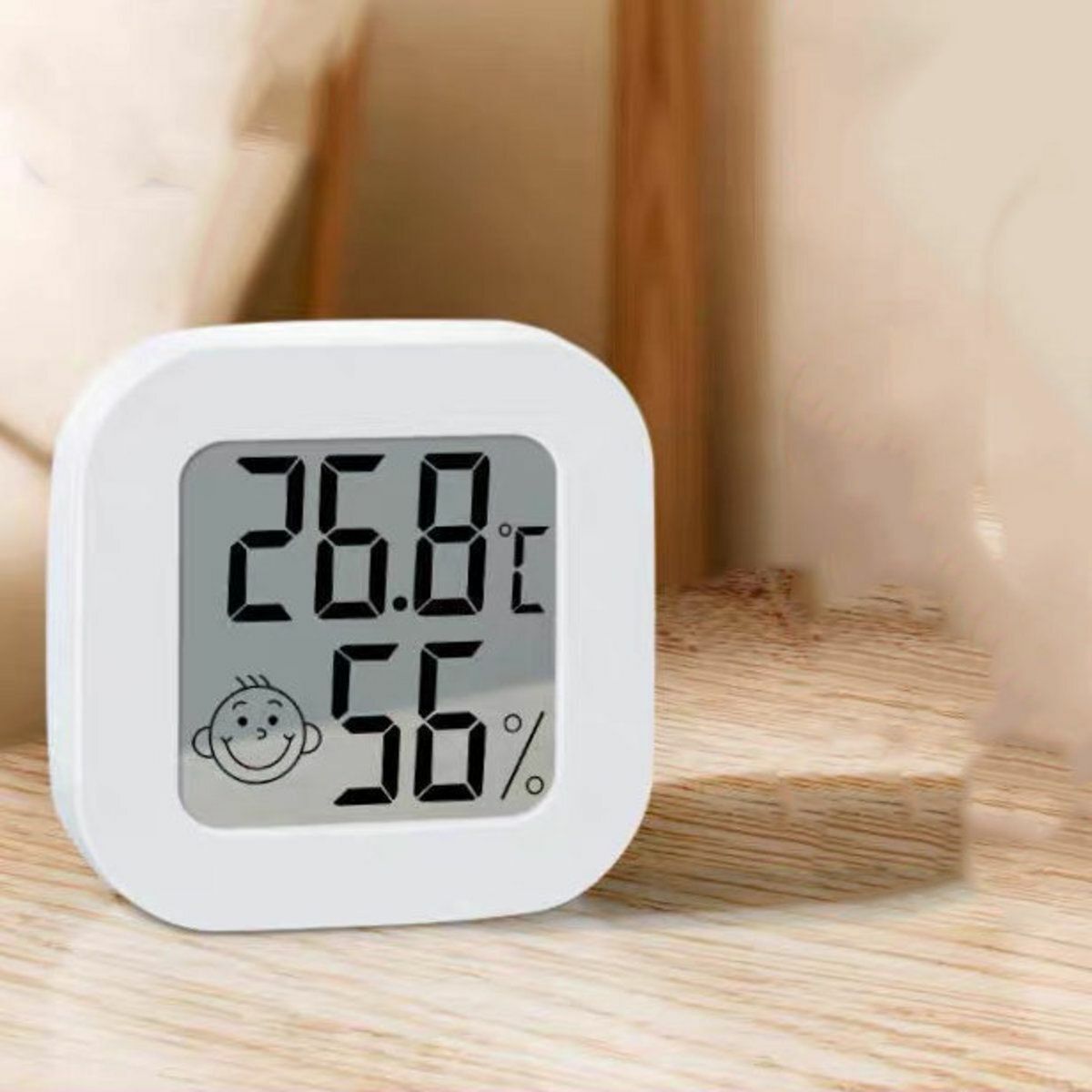 New upgraded model mini indoor and outdoor thermometer hygrometer car temperature hygrometer portable real-time clock essential for high-precision baby room moisture-proof and eczema-proof
