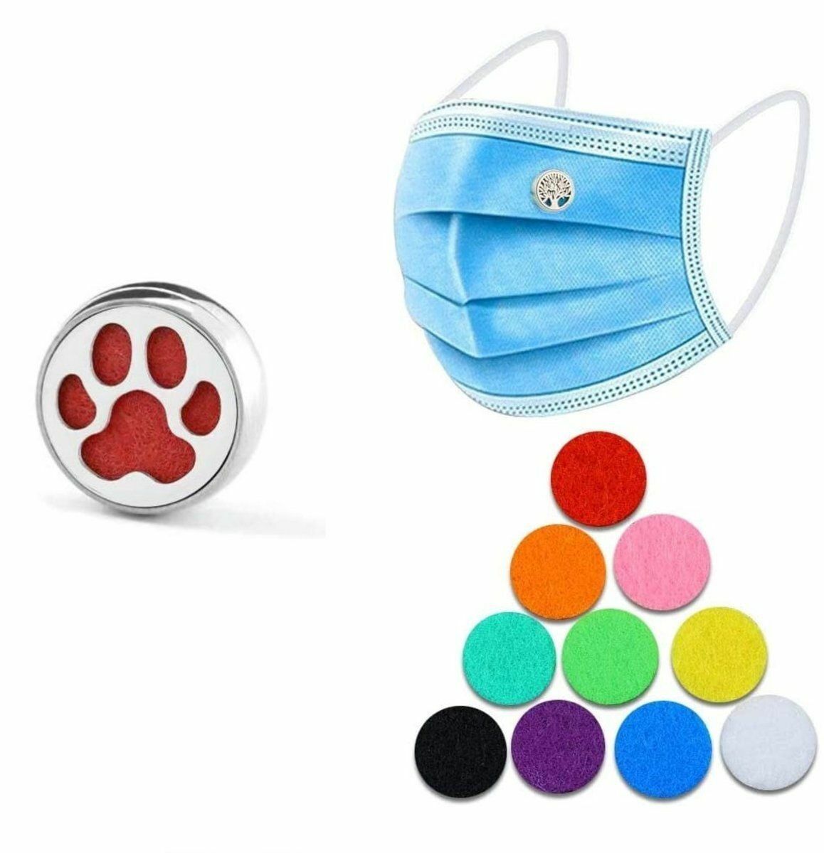 New PAW-shaped multi-functional mask aromatherapy buckle* with 10 scented core cotton pieces Essential oil buckle | Aromatherapy essential oil buckle | Mask magnetic buckle | Air freshening | Removing odor | Deodorizing