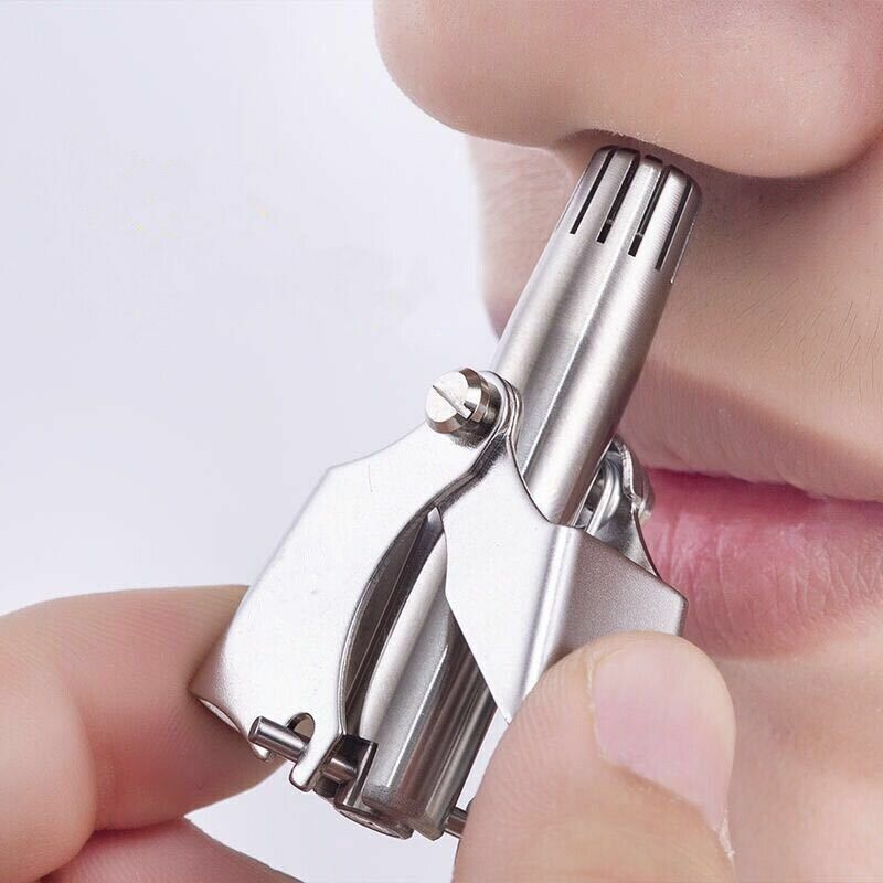 新款鼻毛機 便攜式 手動 機械 不銹鋼 鼻毛修剪器 不傷鼻腔 易清洗 360°全方位鼻毛剪刀