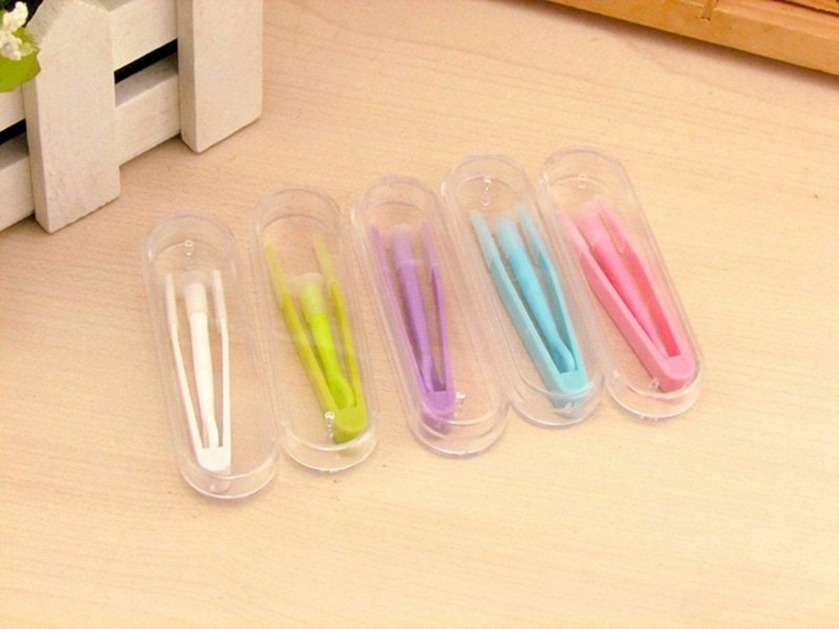 New green/blue/white simple contact lens case, contact lens portable care box, clip stick and tweezer combination, contact lens box, clip stick set