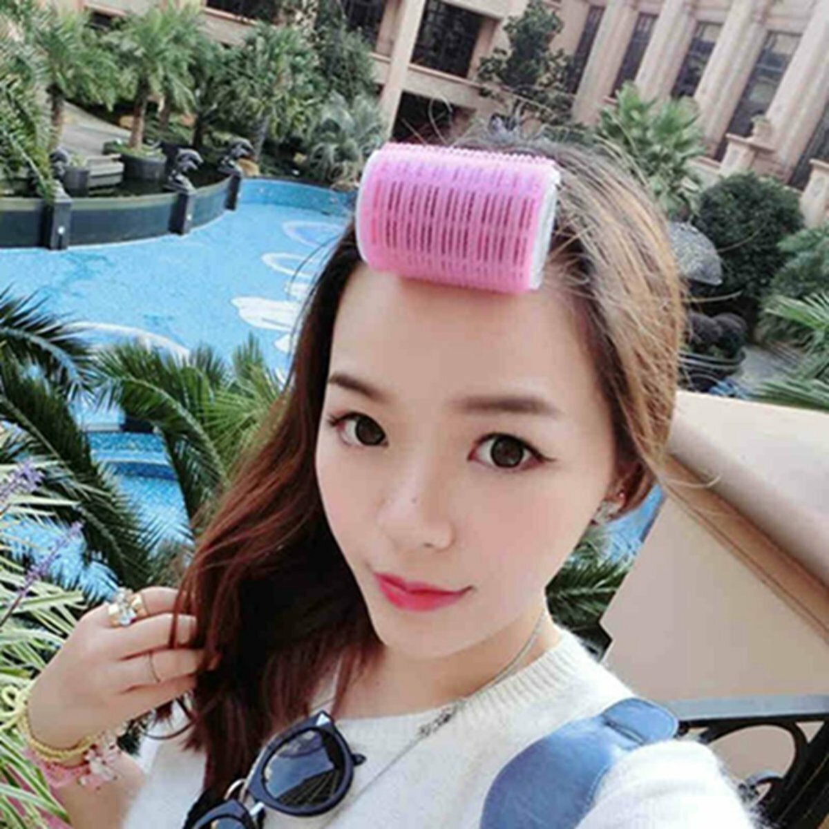 Hot selling magic double-layer self-adhesive hair curlers bangs curling wand pear head hairdressing tools 2-pack