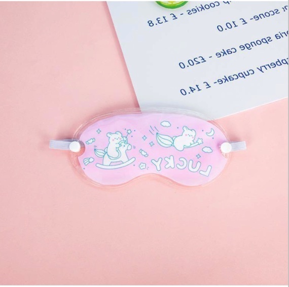 Popular cartoon fruit light-blocking eye mask, gel hot and cold compress sleeping ice eye mask (pink)