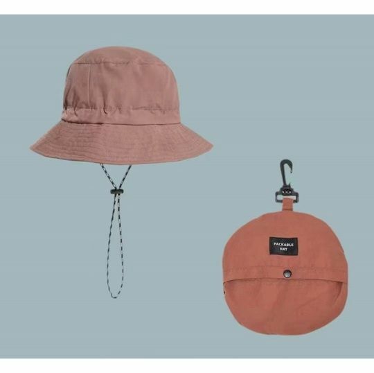 Popular outdoor folding sun protection fisherman hat, waterproof and quick-drying basin hat (brick red-folding style)