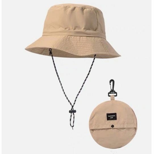 Popular outdoor folding sun protection fisherman hat, waterproof and quick-drying basin hat (khaki color-folding style)