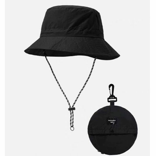 Popular outdoor folding sun protection fisherman hat, waterproof and quick-drying basin hat (black-folding style)