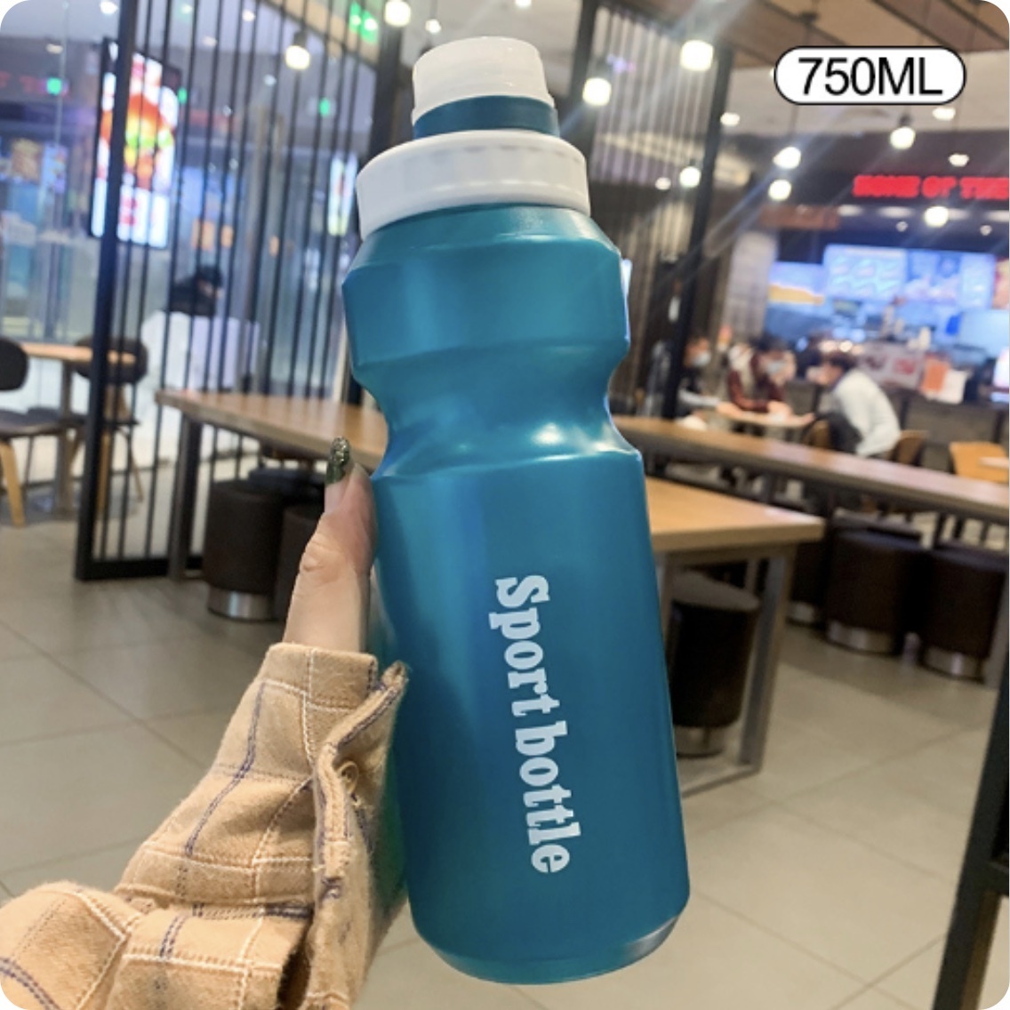 爆款韓版戶外防摔運動水樽 水瓶 水杯(青藍色-750ml)