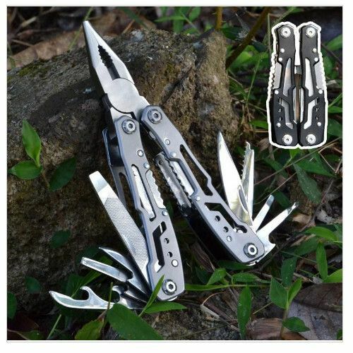 New folding outdoor multifunctional multi-purpose knife pliers 13-in-1 (black)